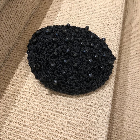 24 Collection Black Crochet Beret with beads - Picture 2 of 5